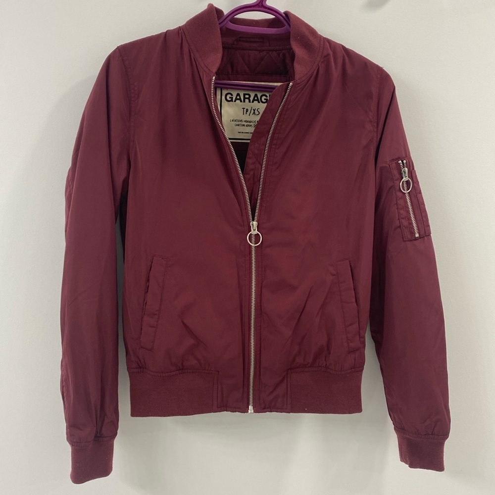Garage Maroon Bomber Jacket - XS